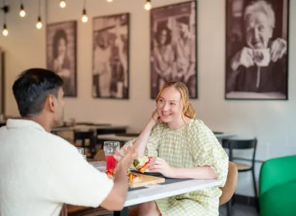 Couple sitting in restaurant at Marleigh Park