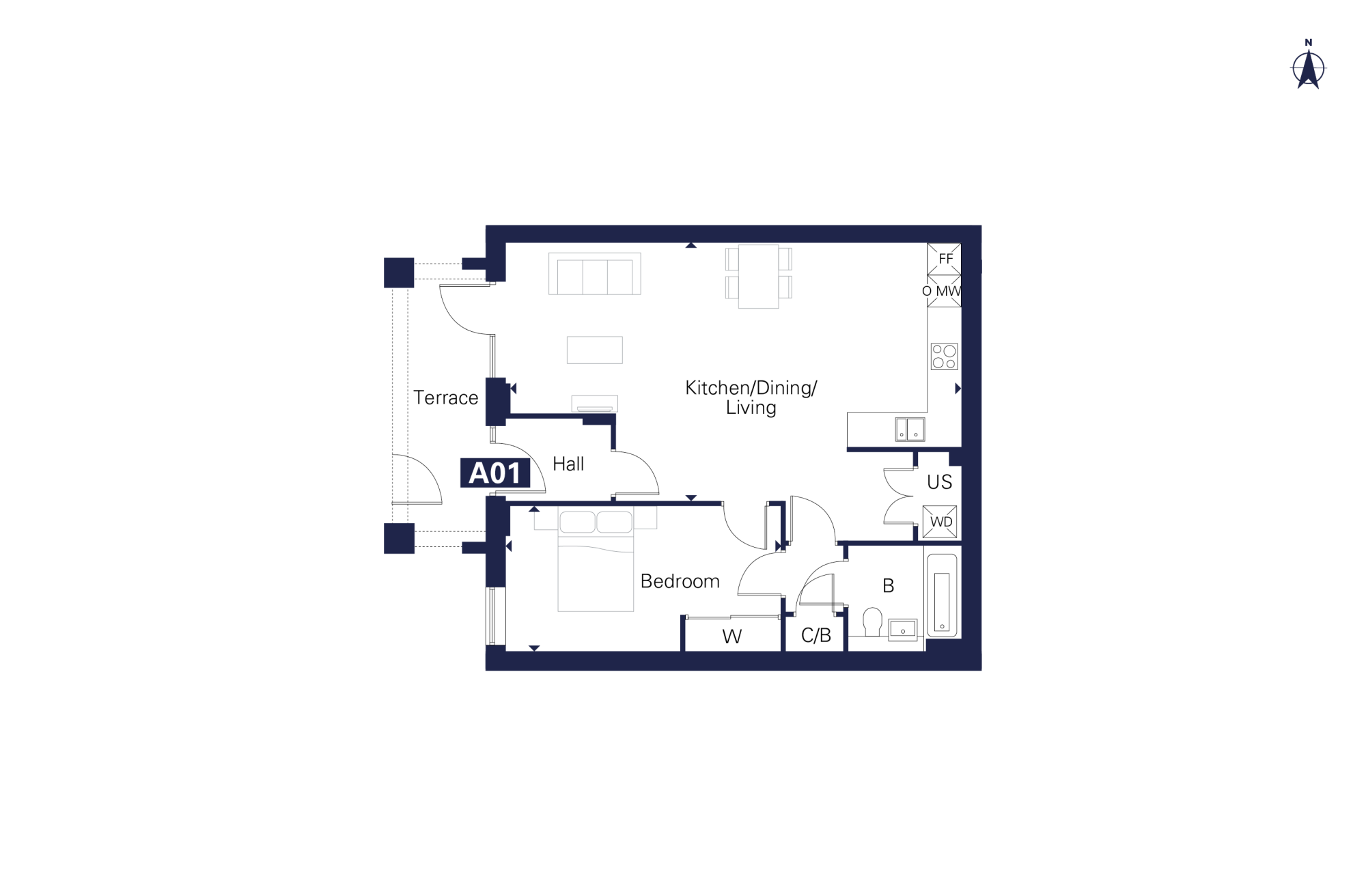 Marleigh Apartment, The Franklin A01 Floorplan